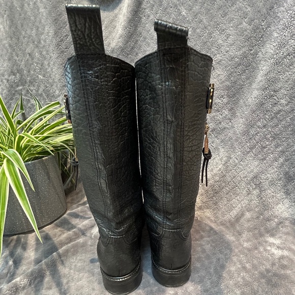 TORY BURCH Pebbled Leather STOWE Moto Boots - Picture 4 of 7